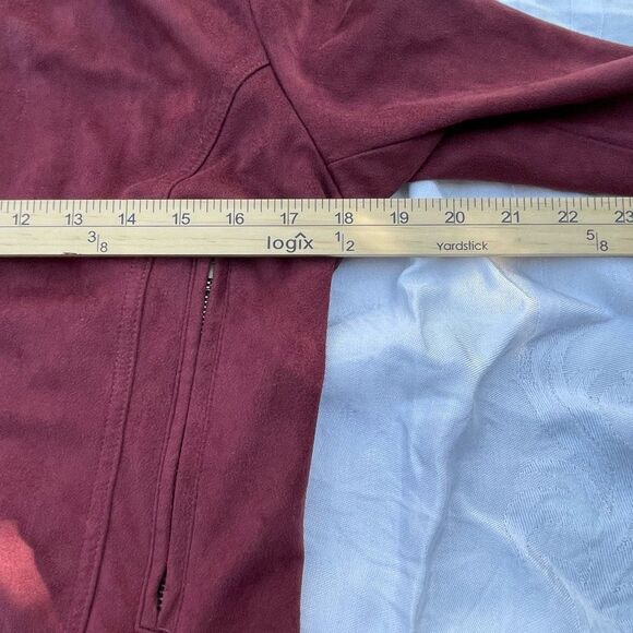 Promesa size M faux suede snap Front burgundy jackets - Picture 4 of 9
